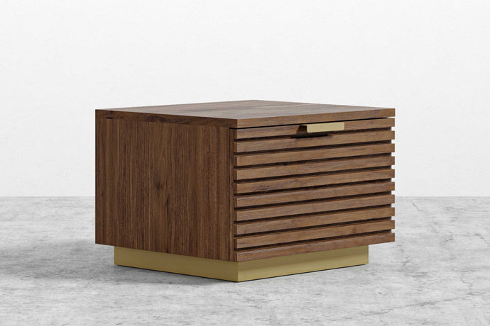 Valencia Lattice Wood Veneer Nightstand, Walnut