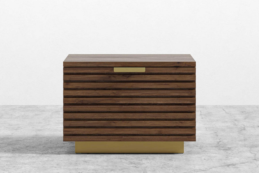 Valencia Lattice Wood Veneer Nightstand, Walnut