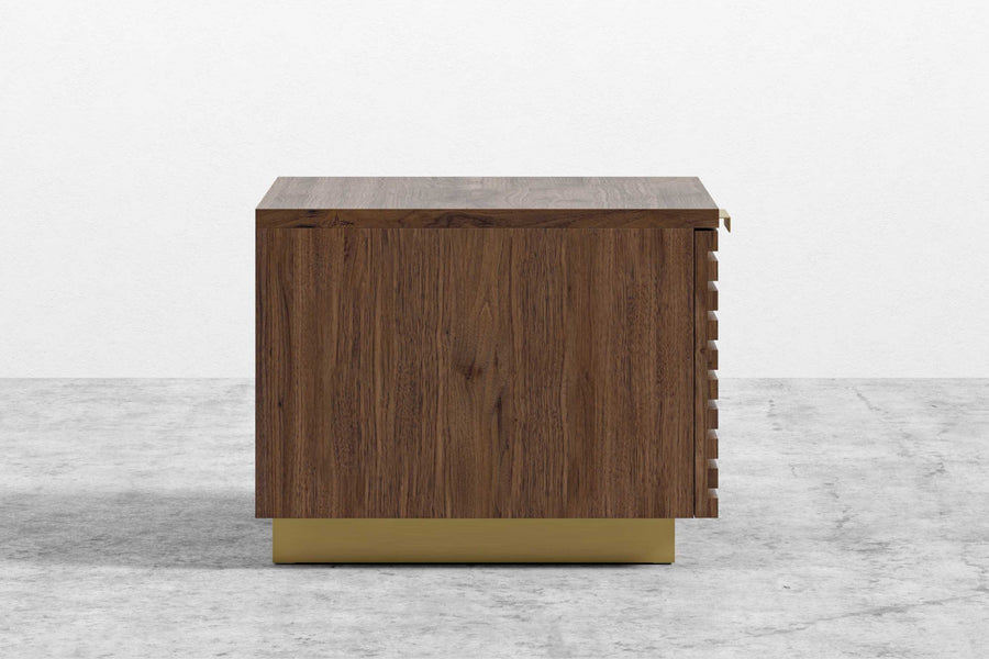 Valencia Lattice Wood Veneer Nightstand, Walnut