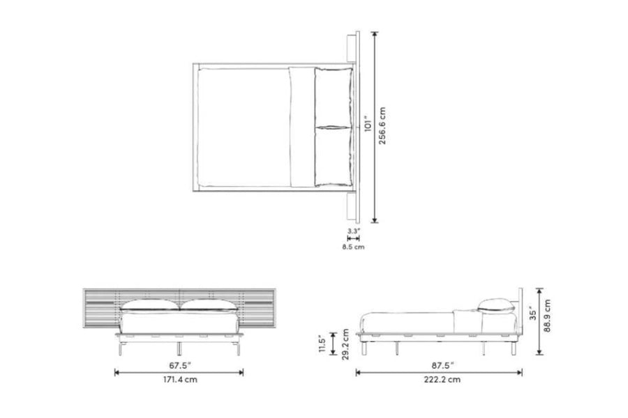 Valencia Lattice Wood Veneer Queen Size Bed Frame, Walnut