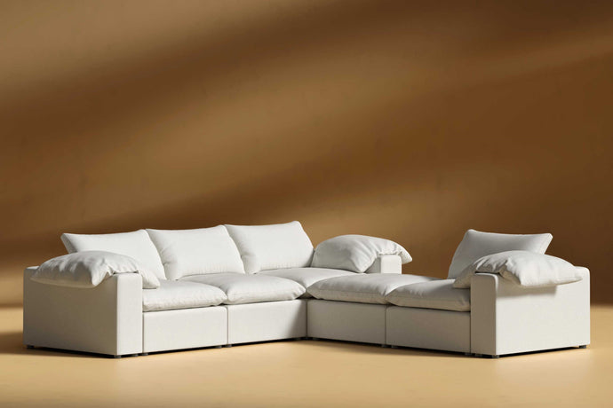 Valencia Lento Fabric L-Shape Sectional Sofa, Beige