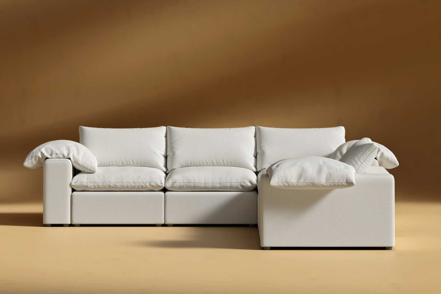 Valencia Lento Fabric L-Shape Sectional Sofa, Beige