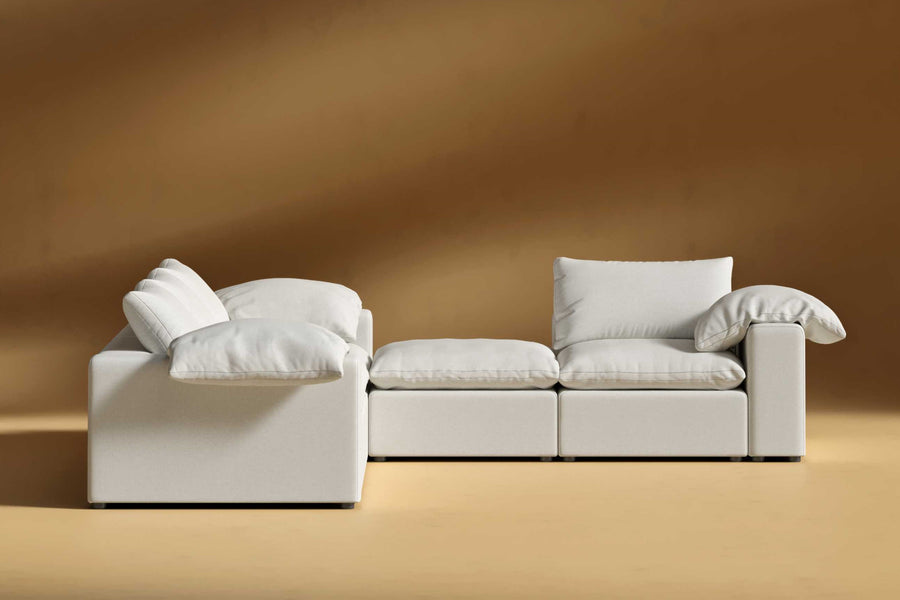 Valencia Lento Fabric L-Shape Sectional Sofa, Beige