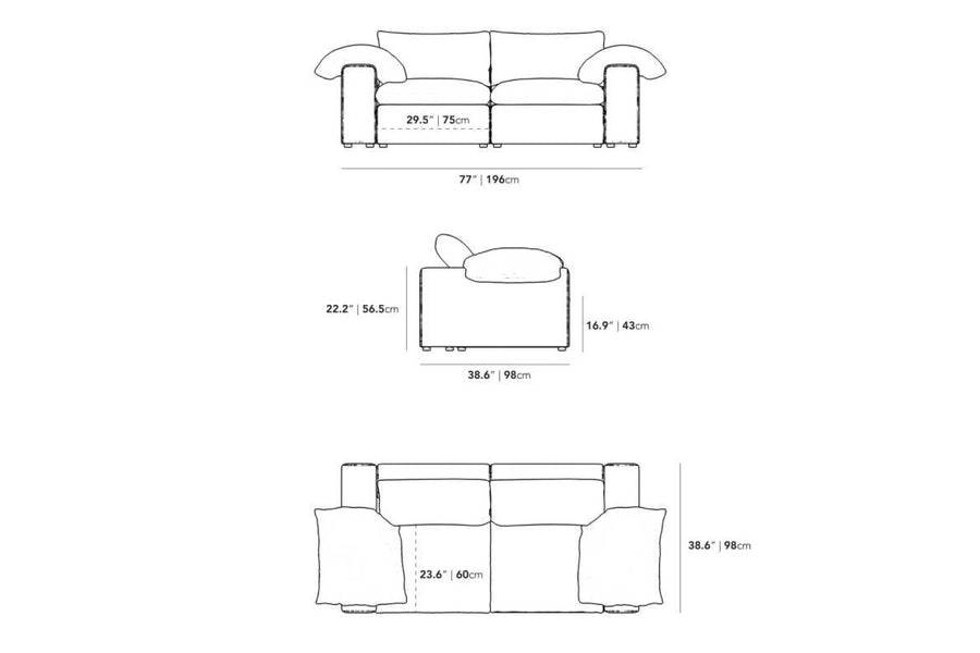 Valencia Lento Fabric Loveseat Sofa, Beige