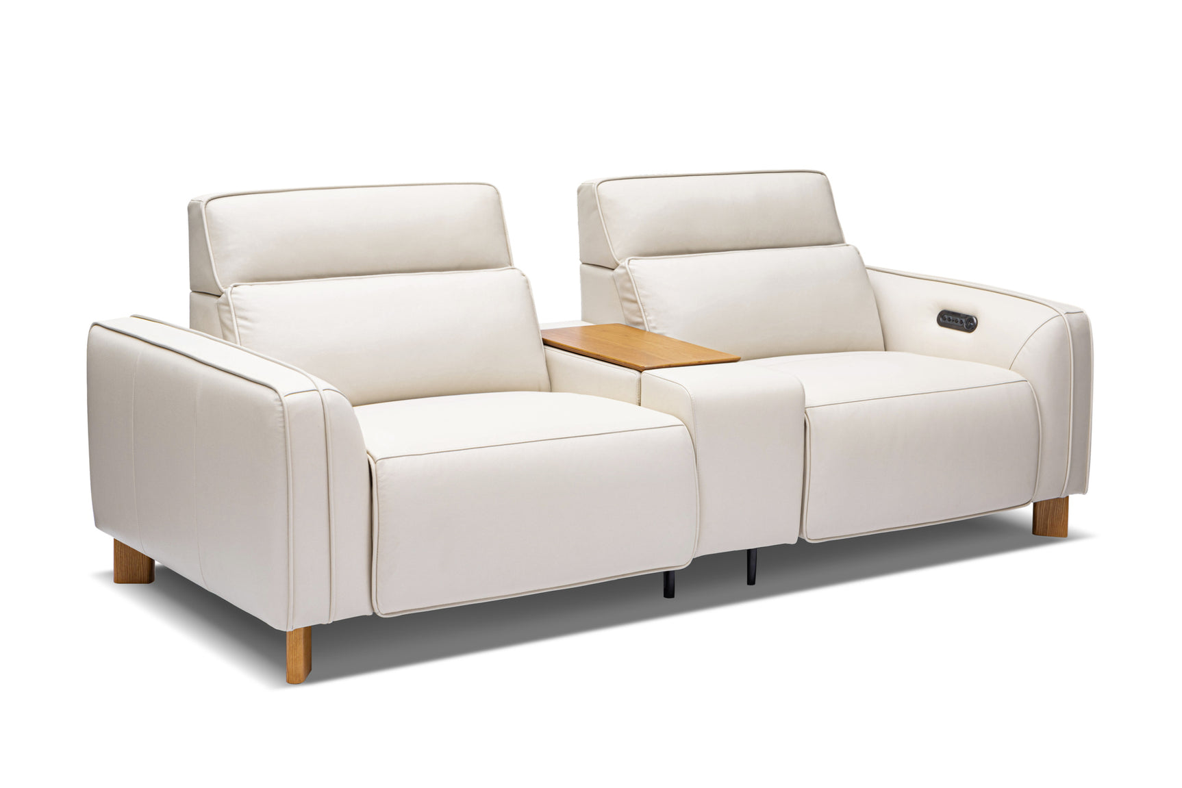 Lesley Leather Dual Recliner Lounge with Console