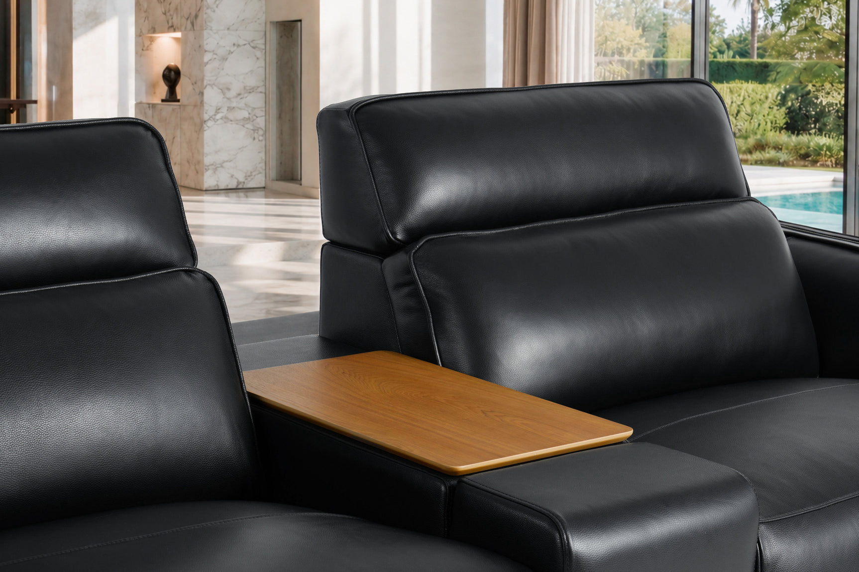 Lesley Leather Dual Recliner Lounge with Console