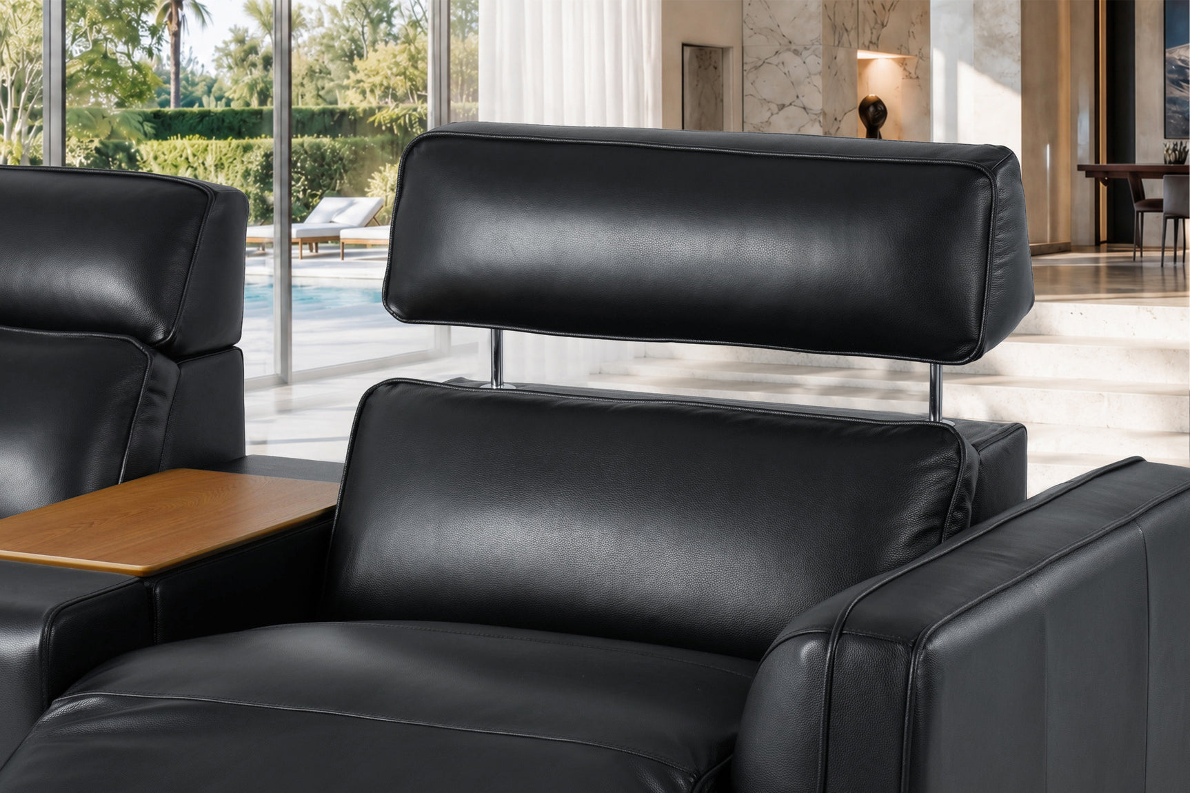 Lesley Leather Dual Recliner Lounge with Console