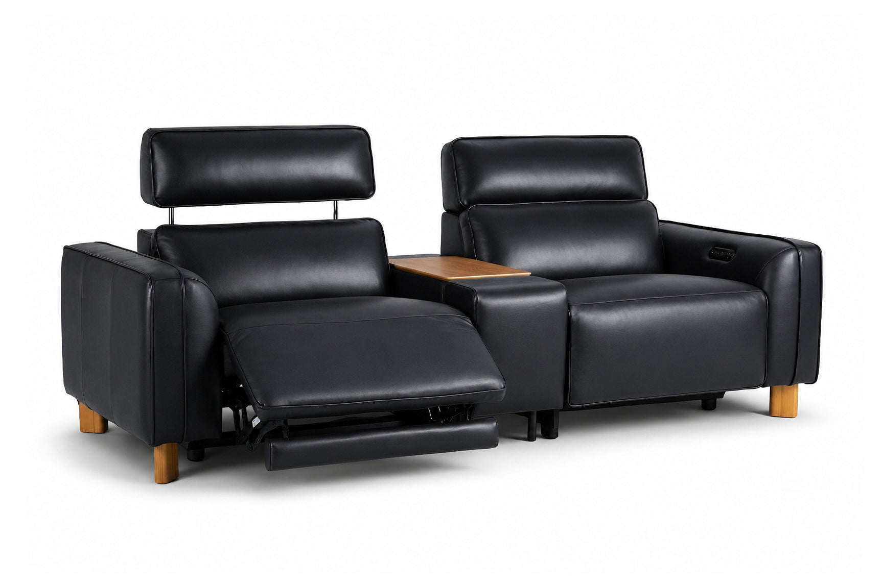 Lesley Leather Dual Recliner Lounge with Console