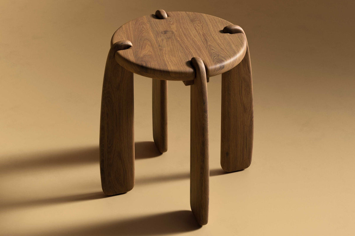 Valencia Ligna Wood Side Table, Walnut