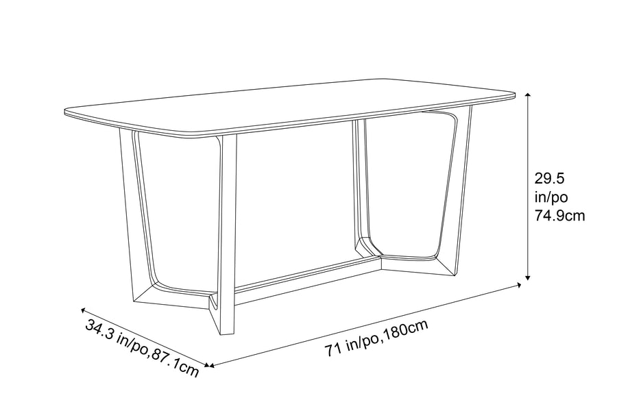 Valencia Luca Calcutta Ceramic 71" Dining Table, White