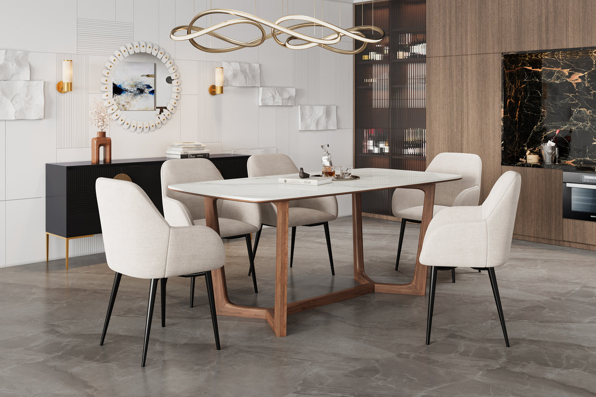 Valencia Luca Calcutta Ceramic 95" Dining Table, White