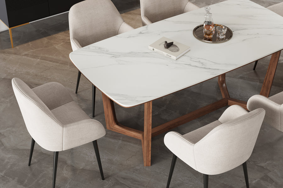 Valencia Luca Calcutta Ceramic 95" Dining Table, White