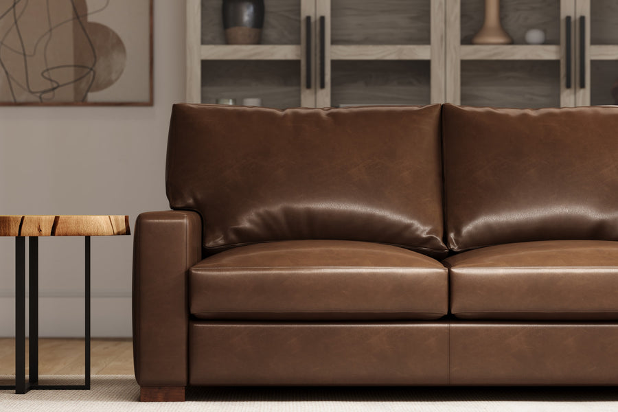 Valencia Luton Leather Lounge, Loveseat, Lipari Choco