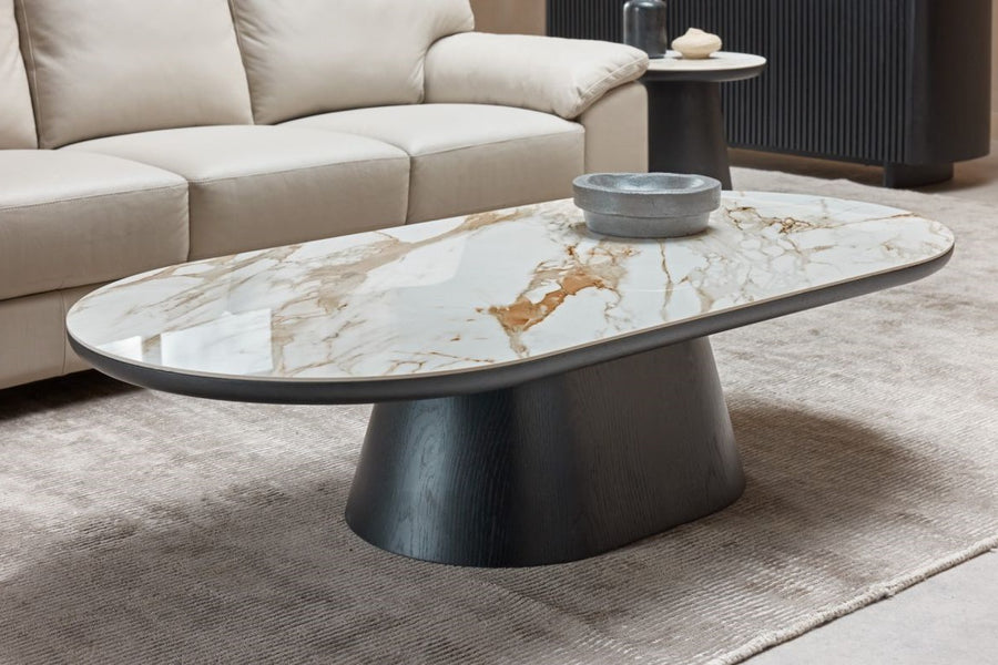 Valencia Xavier Marble Coffee Table, Black