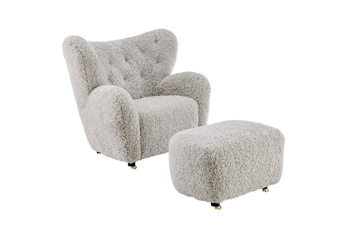 Valencia Misty Genuine Sheepskin Accent Chair, Grey Color