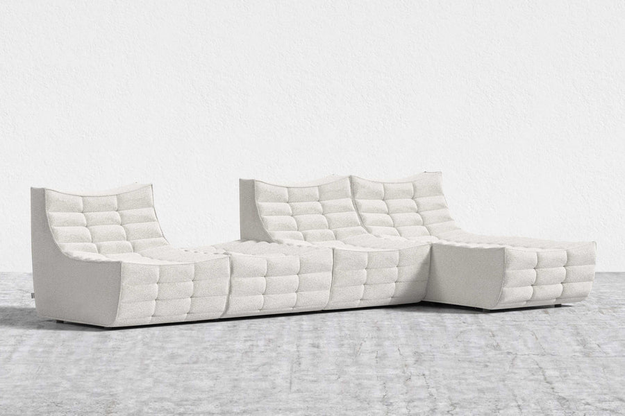 Valencia Modu Boucle Fabric Modular Sectional Sofa, Pearl