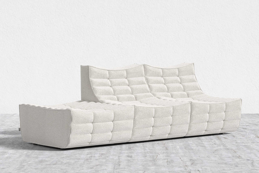 Valencia Modu Boucle Fabric Open End Sofa, Pearl