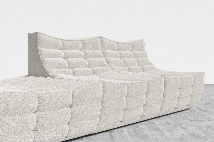 Valencia Modu Boucle Fabric Open End Sofa, Pearl