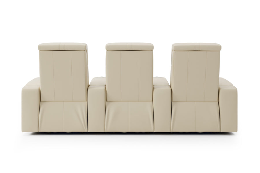 Valencia Natalie Top Grain Leather Three Seats Recliner Lounge, Cream Color