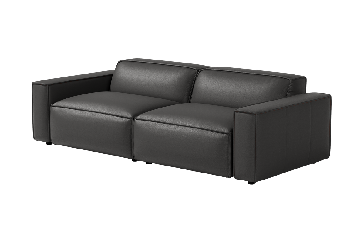 Valencia Nathan Aniline Leather Modular Lounge with Down Feather, Loveseat, Black