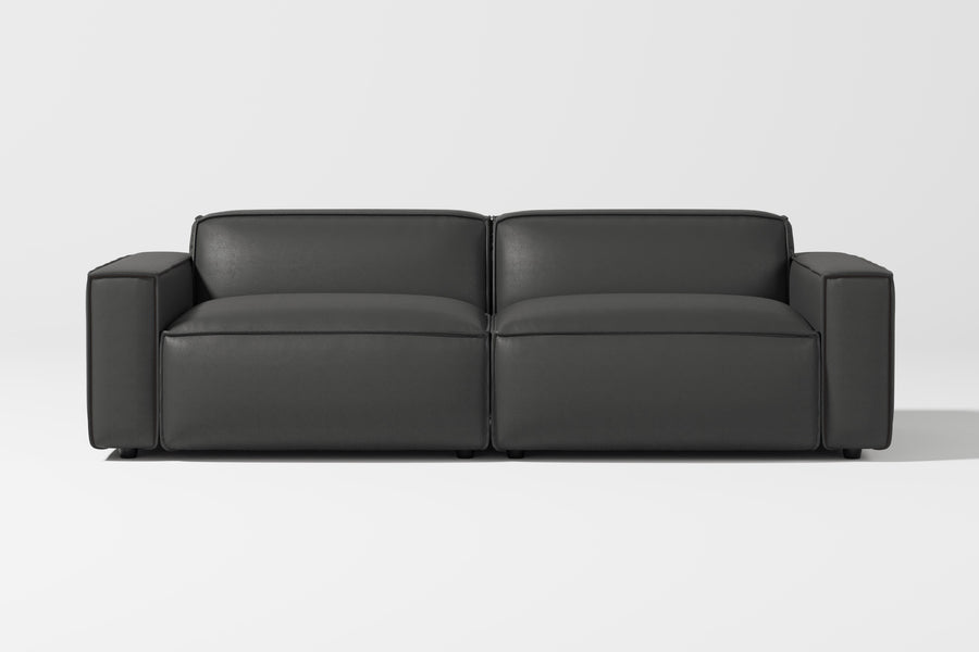 Valencia Nathan Aniline Leather Modular Sofa with Down Feather, Loveseat, Black