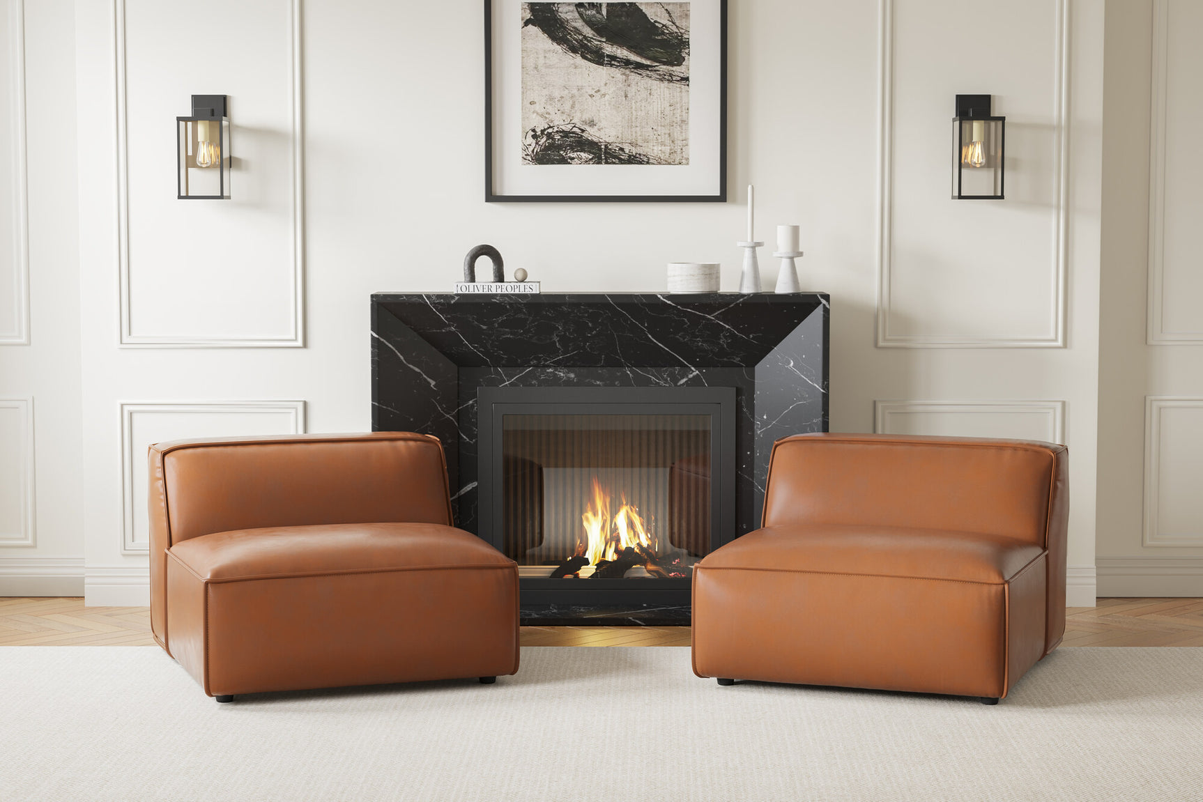 Nathan Leather Armless Lounge Module