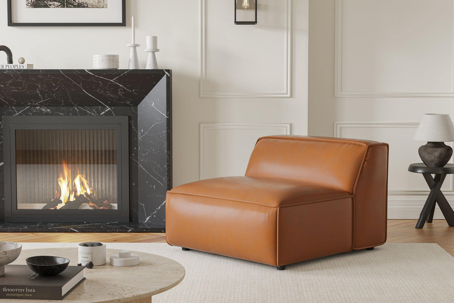 Nathan Leather Armless Lounge Module