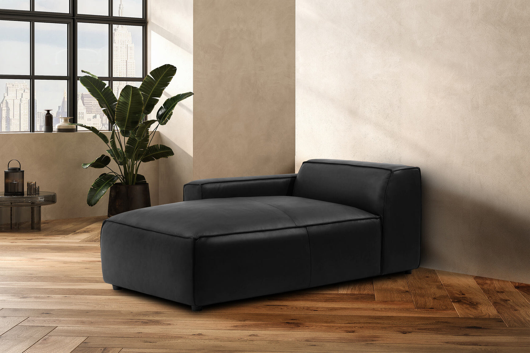 Nathan Leather Left Chaise Lounge Module