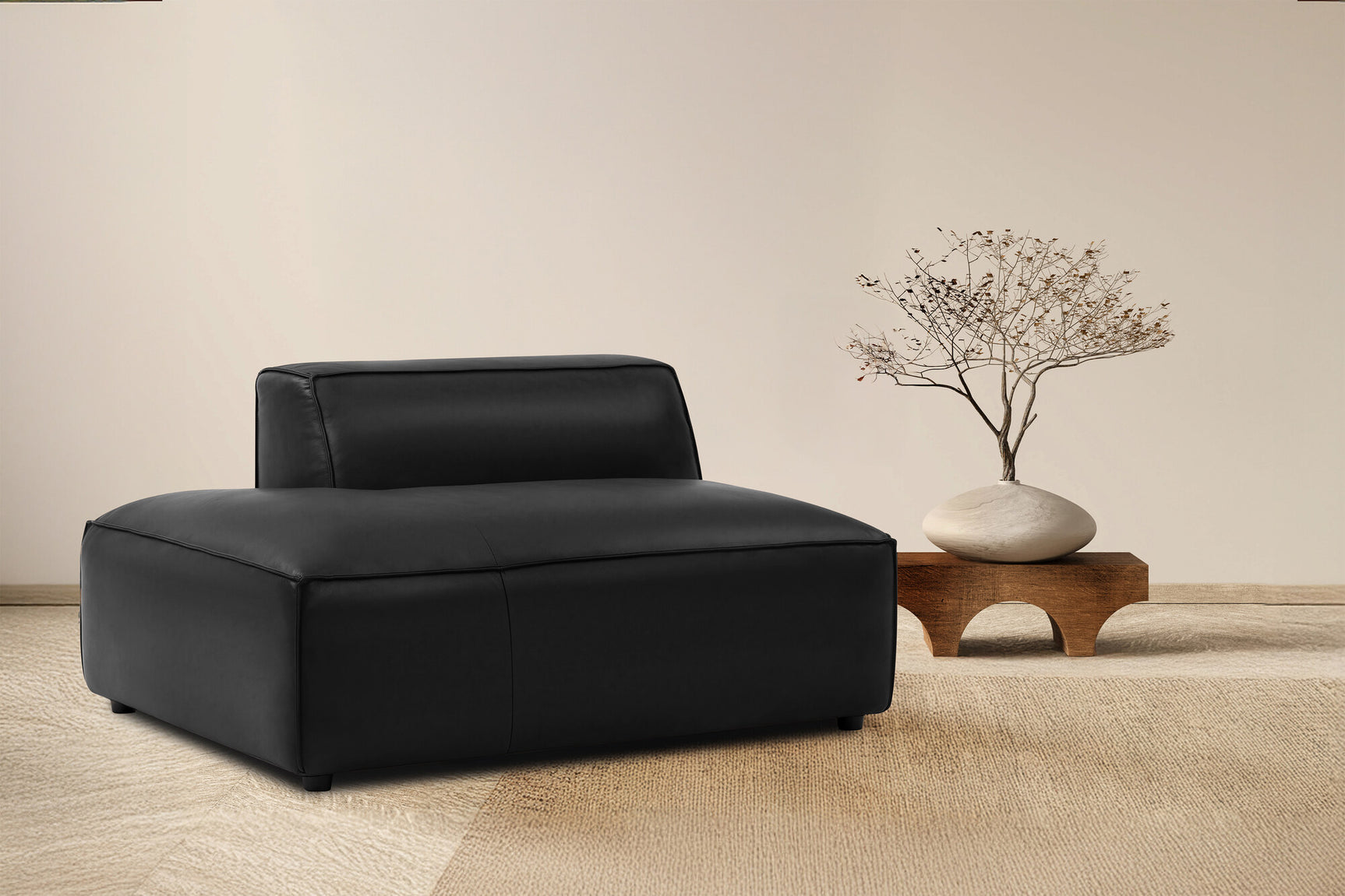 Nathan Leather Left Open-End Lounge Module