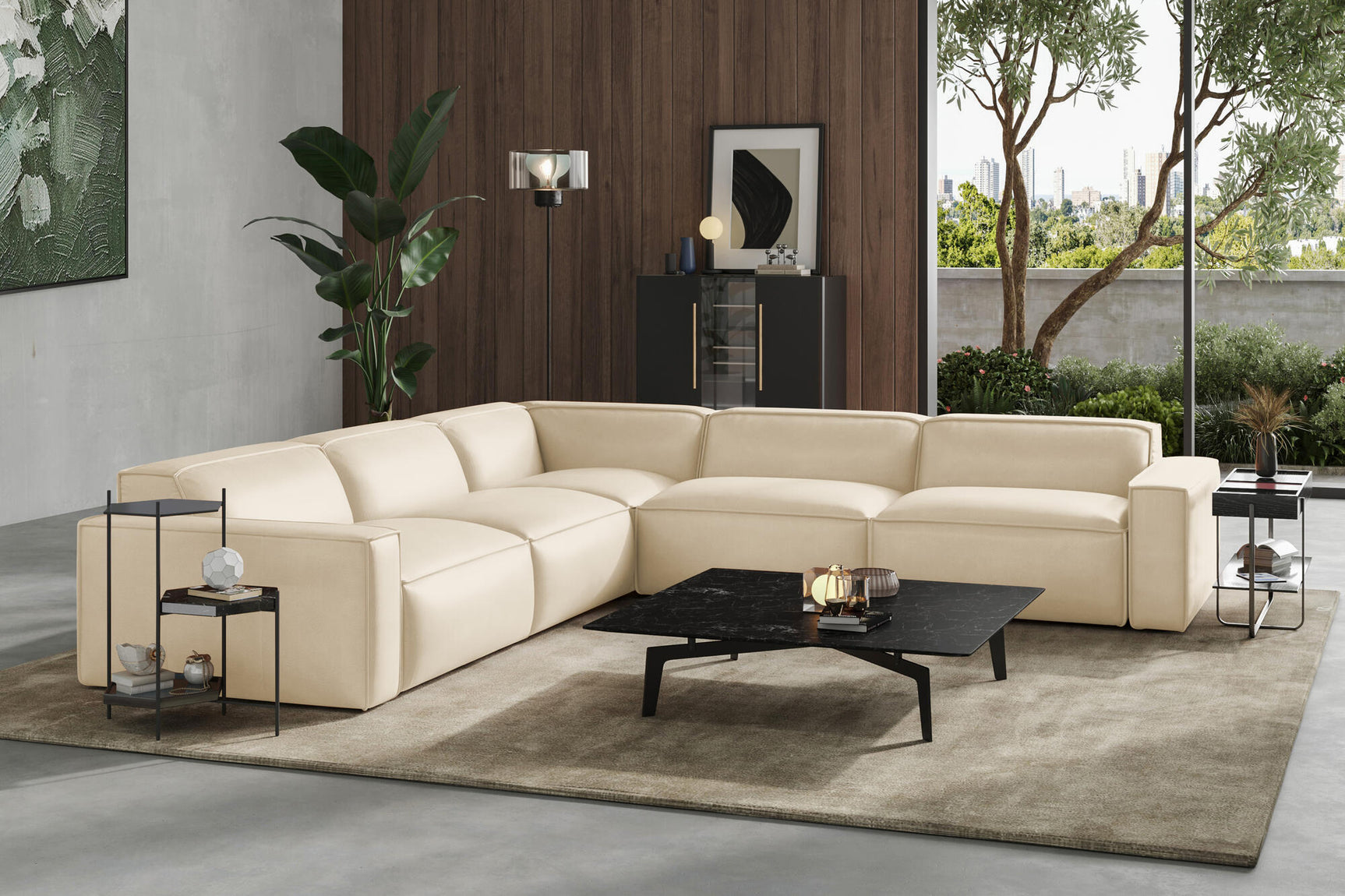 Nathan Leather Modular Corner Sectional Lounge