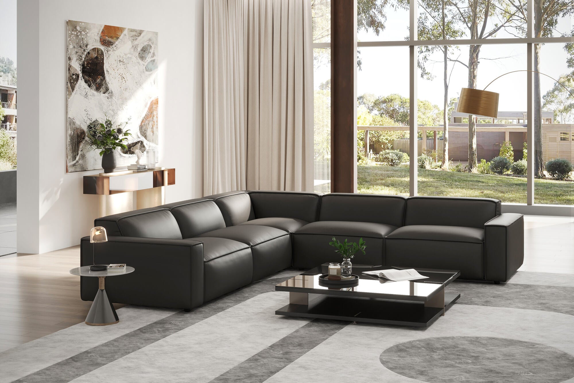 Nathan Leather Modular Corner Sectional Lounge