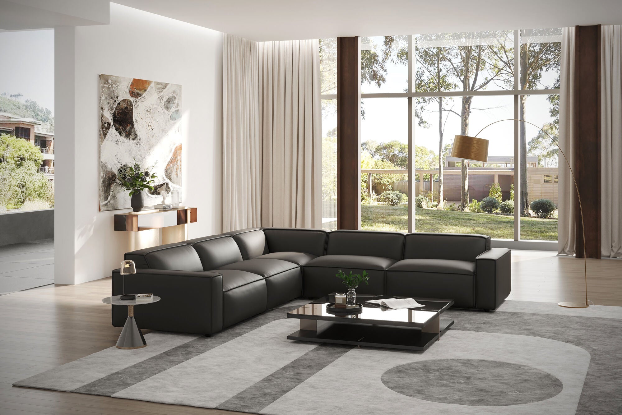 Nathan Leather Modular Corner Sectional Lounge