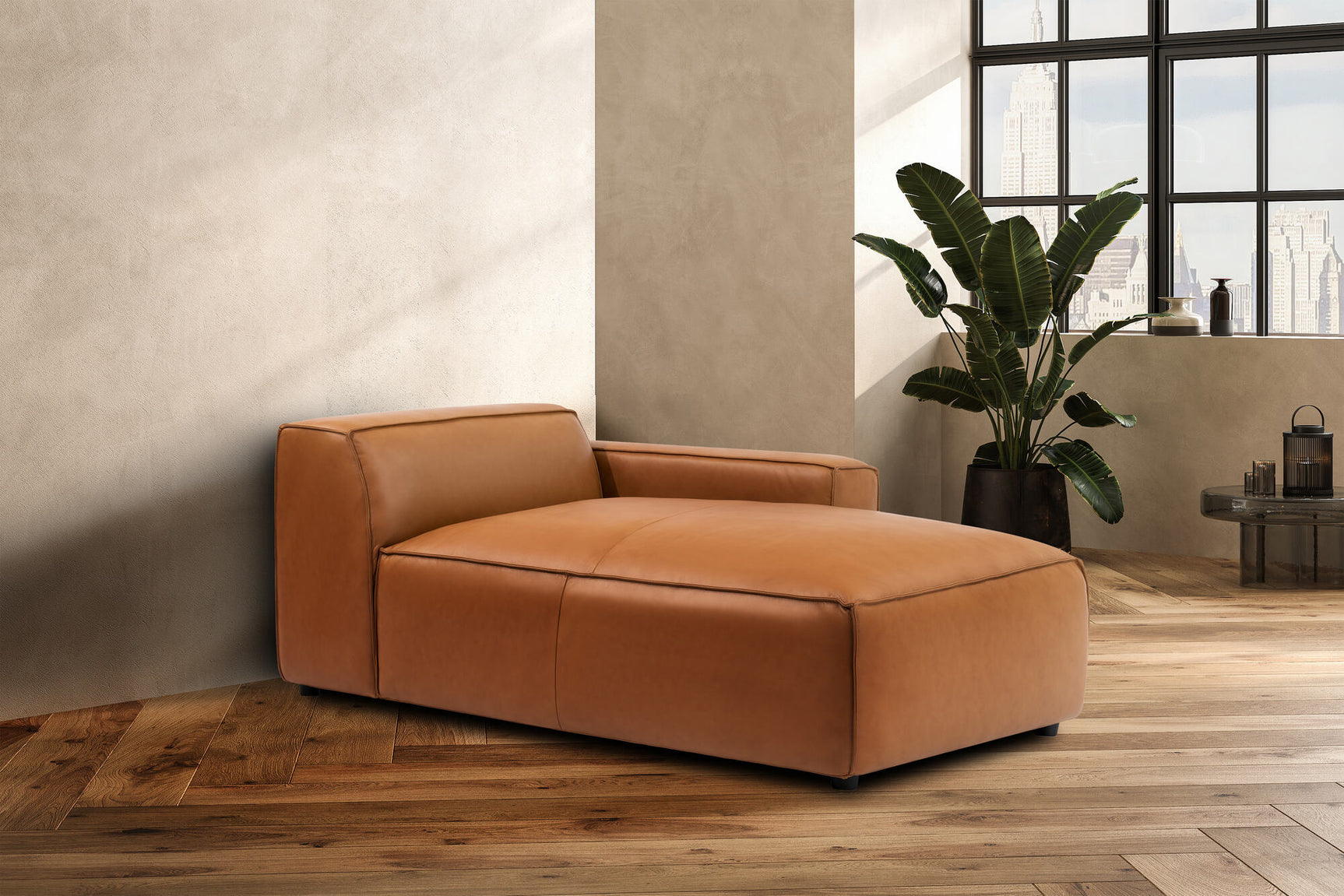 Nathan Leather Right Chaise Lounge Module