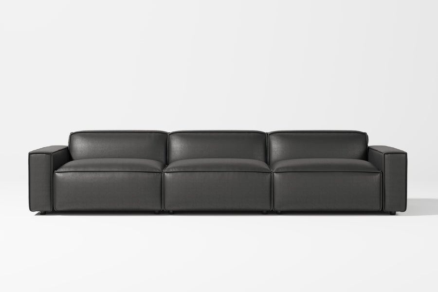 Valencia Nathan Aniline Leather Modular Lounge Three Seats Lounge with Down Feather, Black