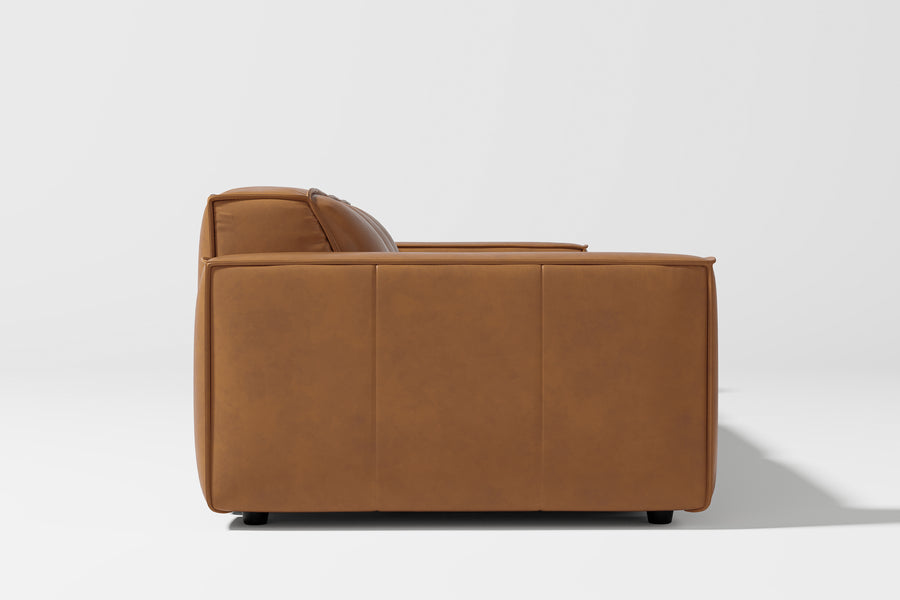 Valencia Nathan Aniline Leather Modular Three Seats Lounge with Down Feather, Caramel Brown