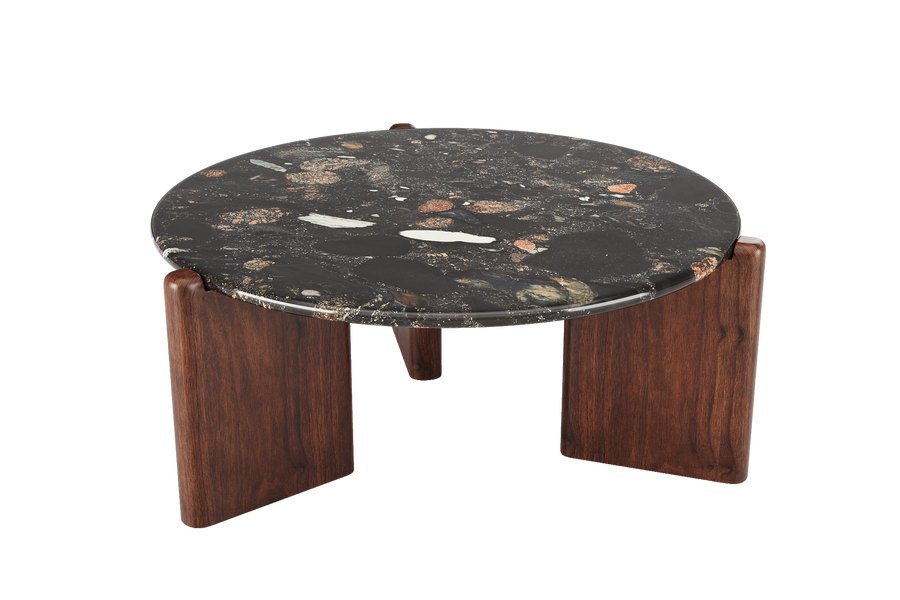 Valencia Nora Marble Coffee Table, Black, Patterned