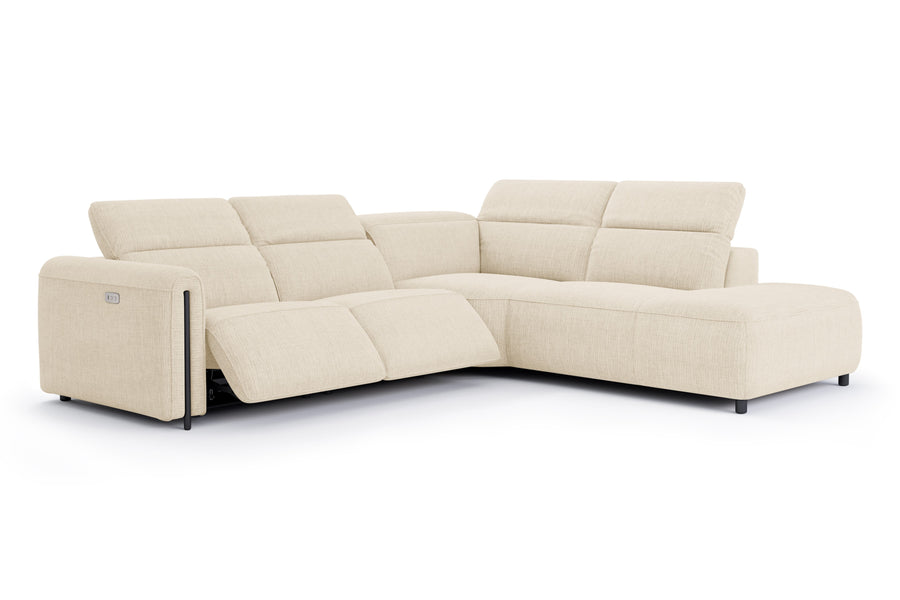 Valencia Octavia Fabric Reclining Sectional Cloud Lounge, L-Shape with Right Chaise, Beige