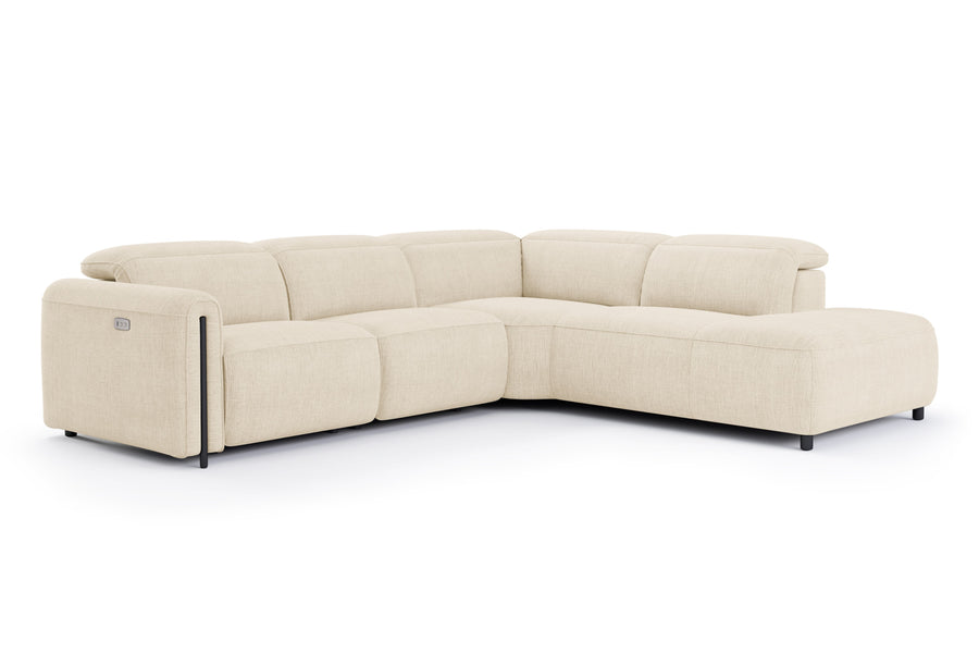 Valencia Octavia Fabric Reclining Sectional Cloud Lounge, L-Shape with Right Chaise, Beige