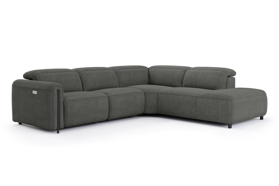 Valencia Octavia Fabric Reclining Sectional Cloud Lounge, L-Shape with Right Chaise, Dark Grey