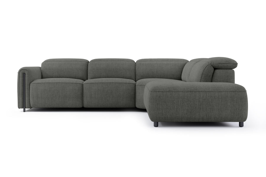 Valencia Octavia Fabric Reclining Sectional Cloud Lounge, L-Shape with Right Chaise, Dark Grey