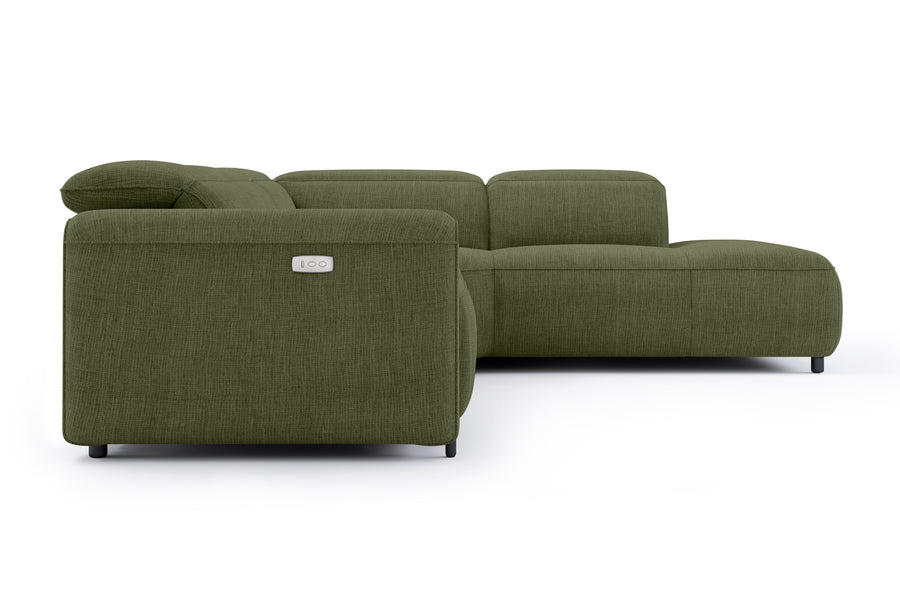 Valencia Octavia Fabric Reclining Sectional Cloud Lounge, L-Shape with Right Chaise, Olive Green