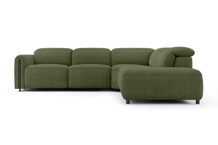 Valencia Octavia Fabric Reclining Sectional Cloud Lounge, L-Shape with Right Chaise, Olive Green