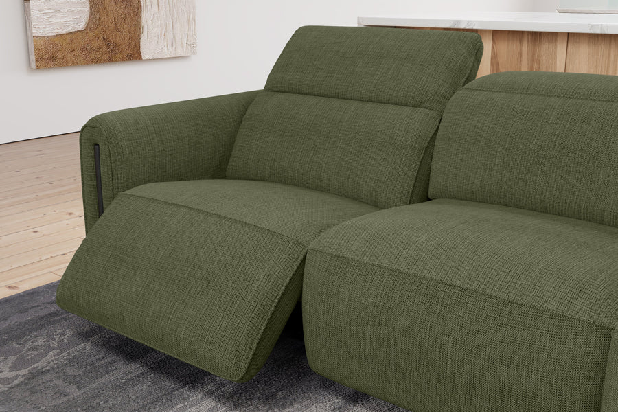 Valencia Octavia Fabric Reclining Sectional Cloud Lounge, L-Shape with Right Chaise, Olive Green