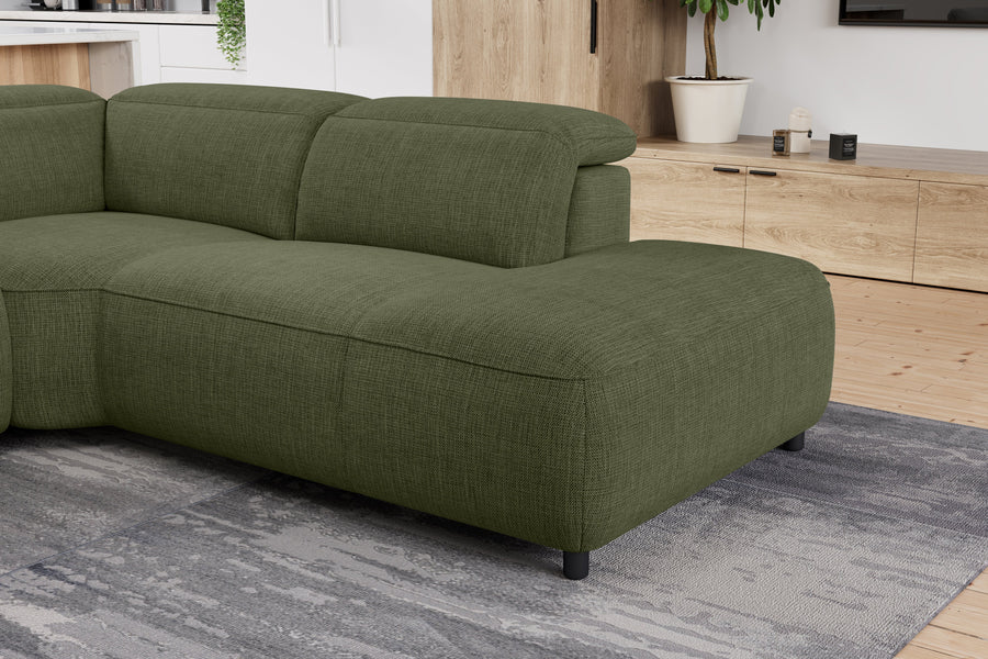 Valencia Octavia Fabric Reclining Sectional Cloud Lounge, L-Shape with Right Chaise, Olive Green