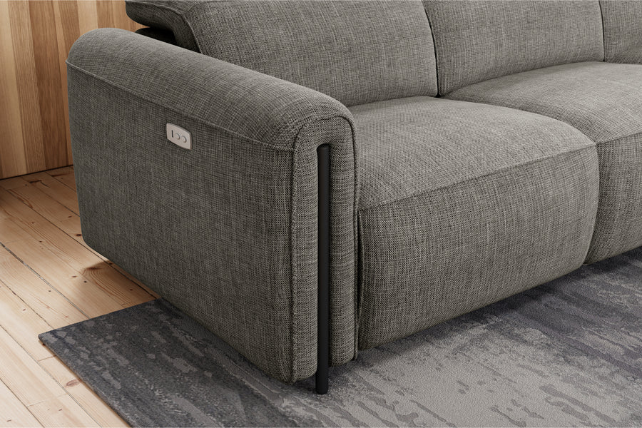 Valencia Octavia Fabric Reclining Sectional Cloud Lounge, L-Shape with Right Chaise, Dark Grey