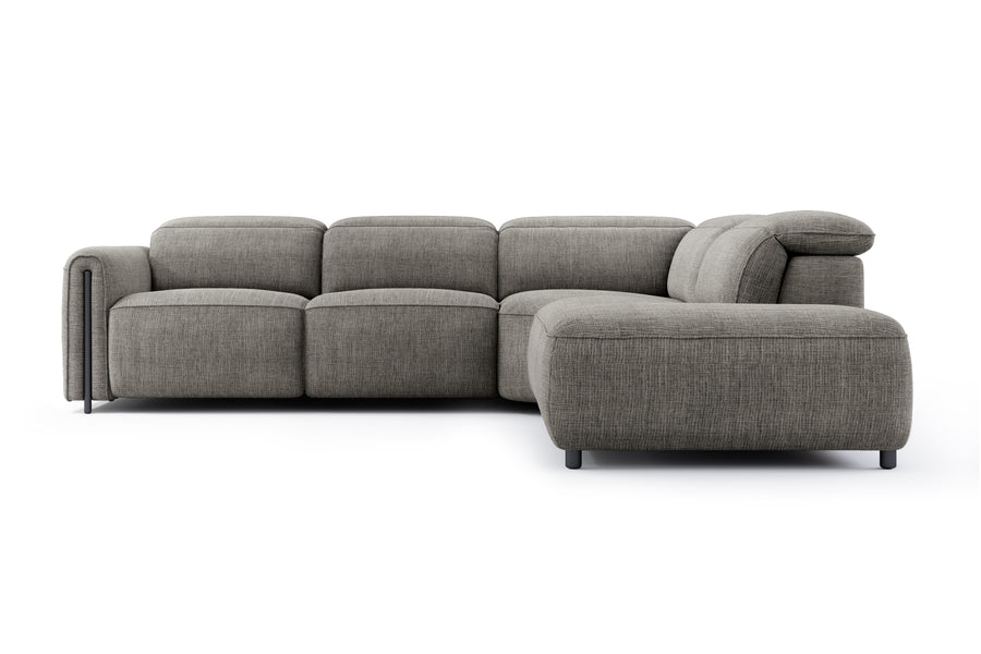 Valencia Octavia Fabric Reclining Sectional Cloud Lounge, L-Shape with Right Chaise, Dark Grey