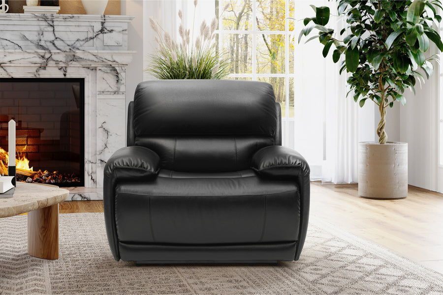 Valencia Oliver Top Grain Leather Recliner Chair, Black