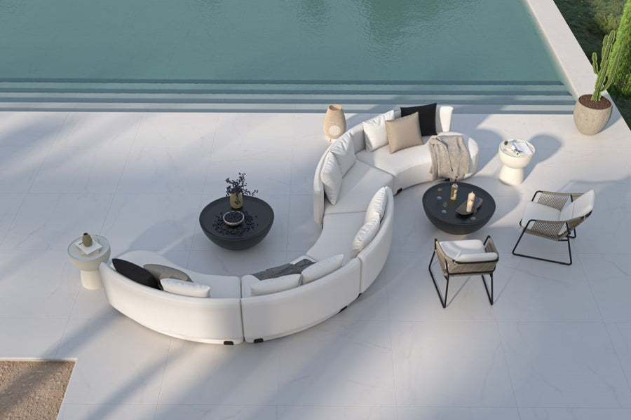 Valencia Onda Fabric Outdoor Modular Sectional, White