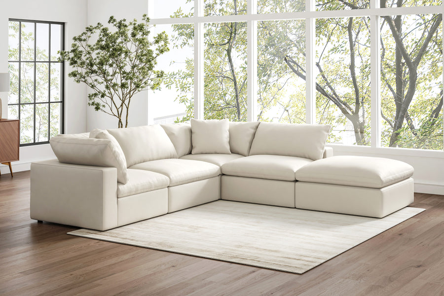 Valencia Ophelia Fabric Modular Sectional Sofa, 5 Seaters Right Sectional, Beige