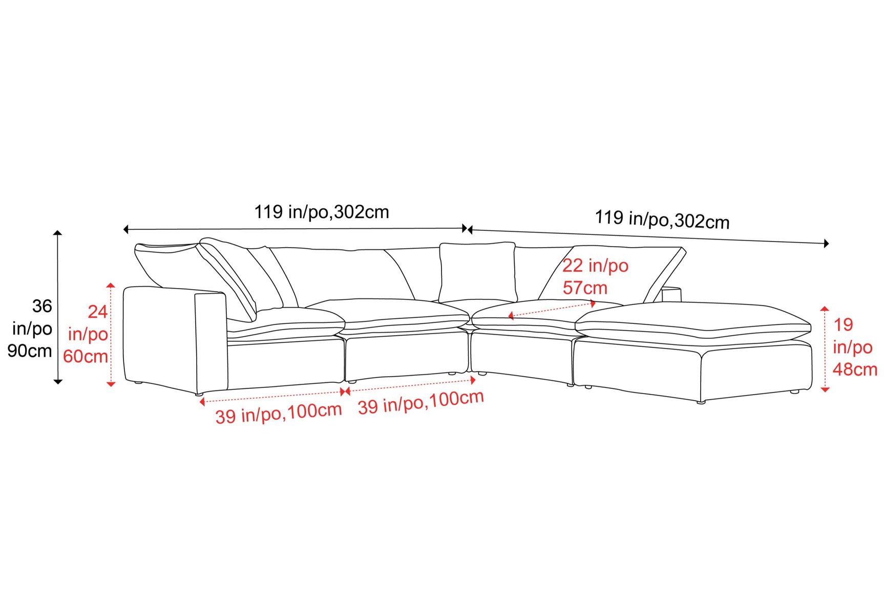 Ophelia Fabric Modular Sectional Lounge